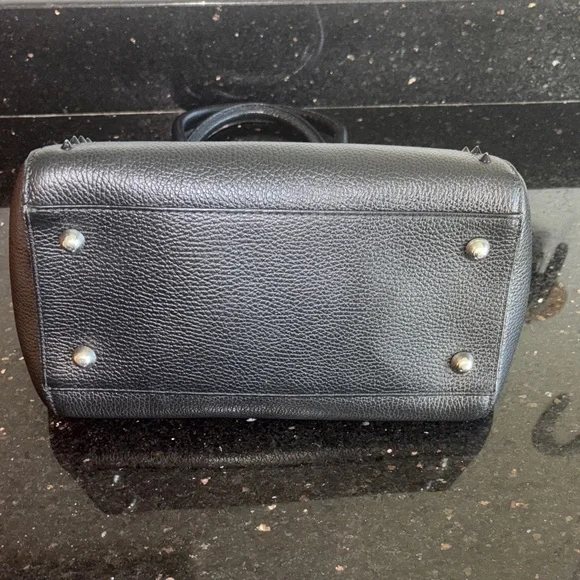 Valentino By Mario Valentino Black Textured Satchel with studs. - Picture 4 of 12